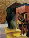 CHARLES ELMER HARRIS (BENI KOSH) (1917 - 1993) Group of 4 surreal paintings.